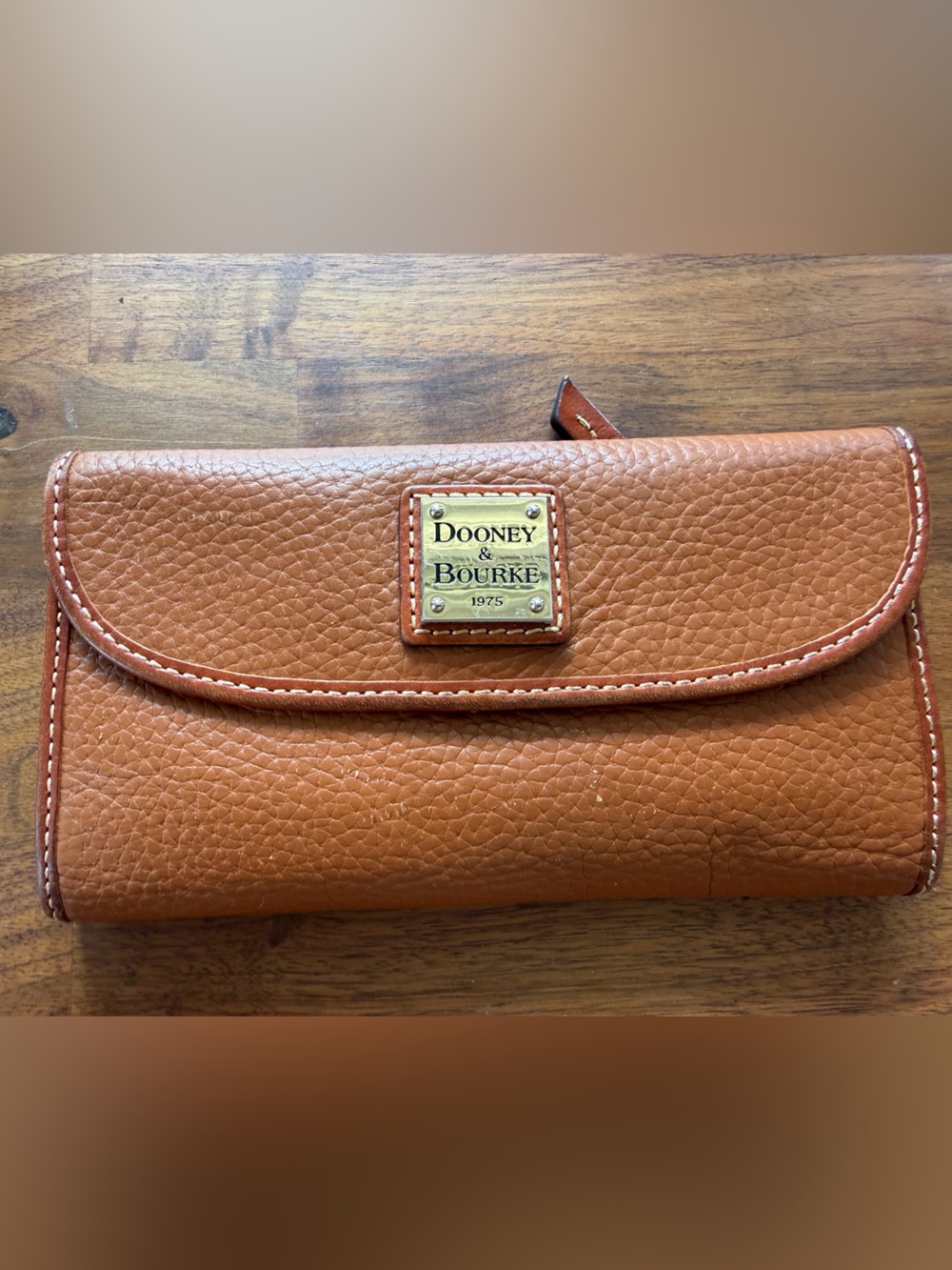 Dooney & Bourke Cognac Pebbled Leather Continental Wallet